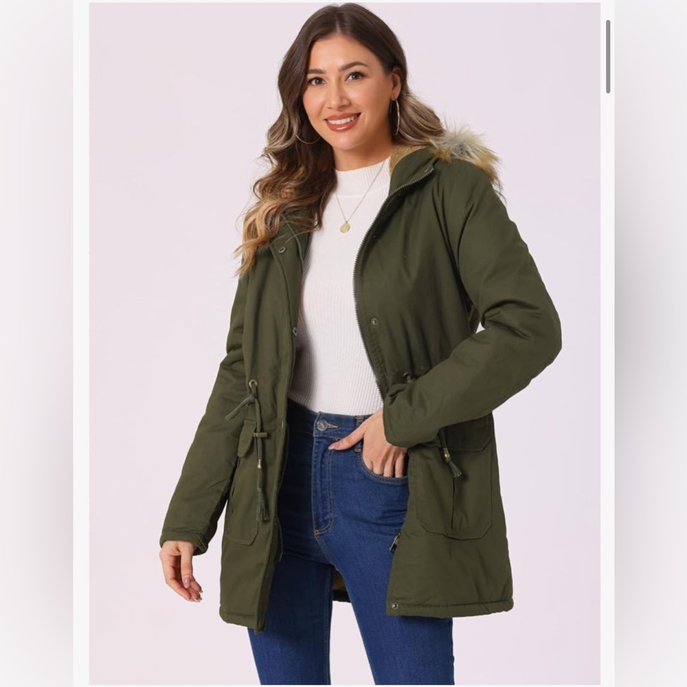 Women's Winter Parka Jacket Warm Windproof Long Puffer Coat with Faux Fur Hood